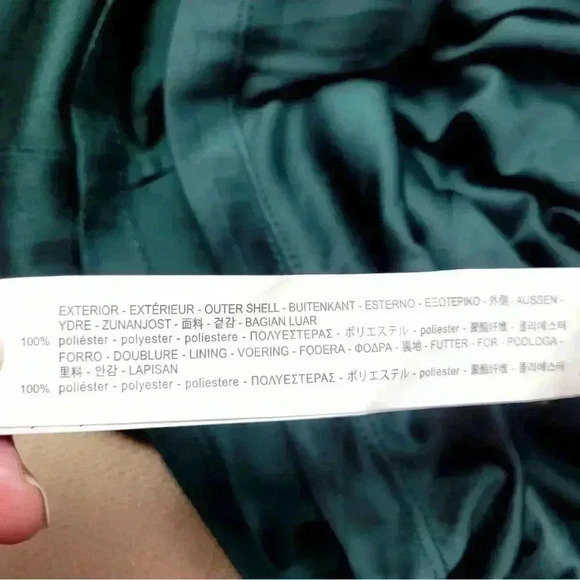 Zara Trafaluc Short Sleeve Velvet Mini Dress Women's Size M Deep Green - Picture 9 of 10